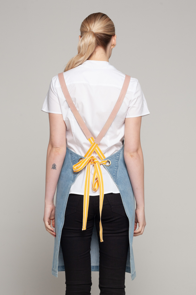 BONDI Denim stone / Pink leather with yellow dual tone - Ace Chef Apparels