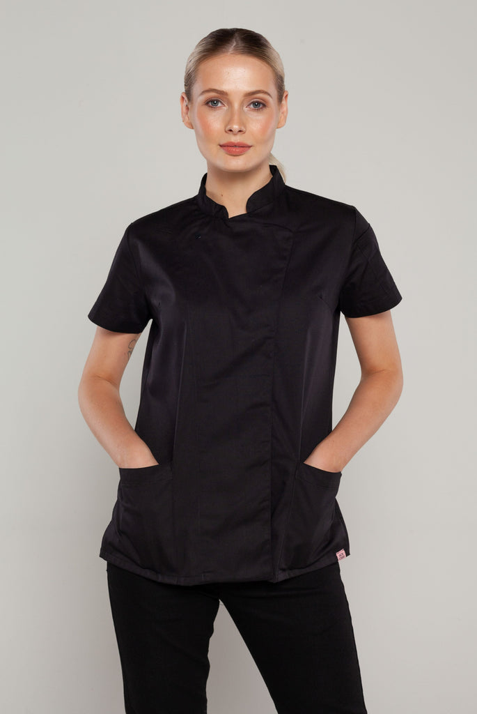 Sophia short sleeves Black women's chef jacket - Ace Chef Apparels