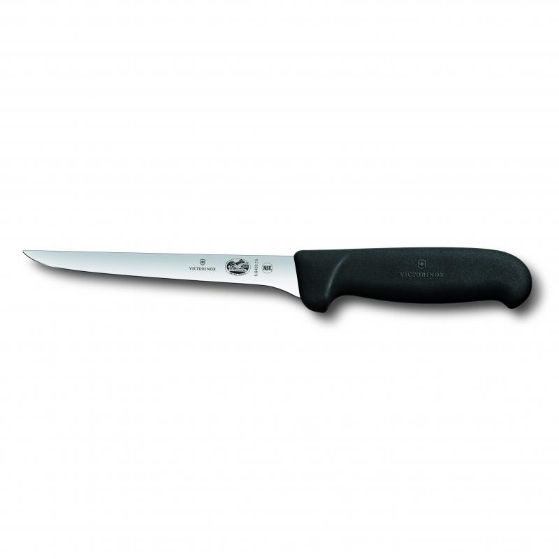 Victorinox Fibrox Boning Knife With Straight Narrow Flexible Blade Black| 15cm - Ace Chef Apparels