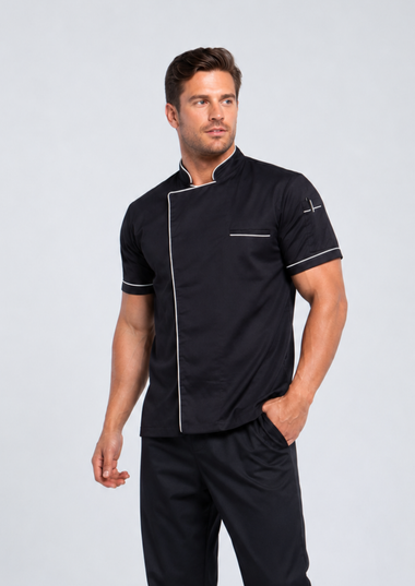 Bridge Black Chef Jacket with White Trim & Cool-Vent