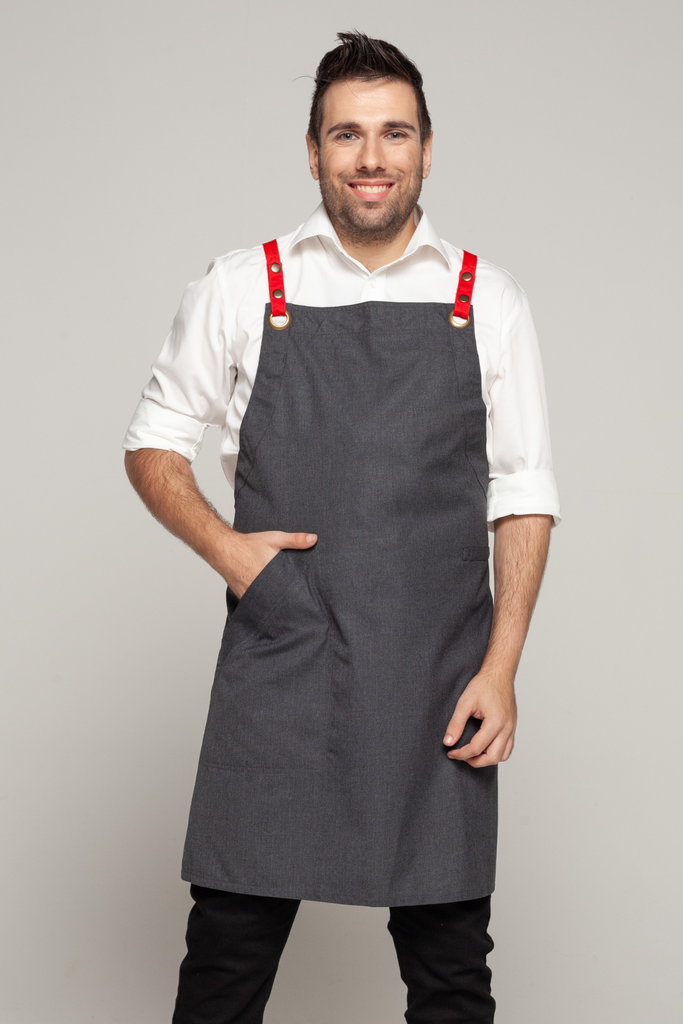 BONDI Charcoal grey / Red straps - Ace Chef Apparels