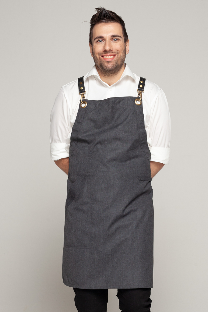 BONDI Charcoal grey / Black leather with red dual tone - Ace Chef Apparels