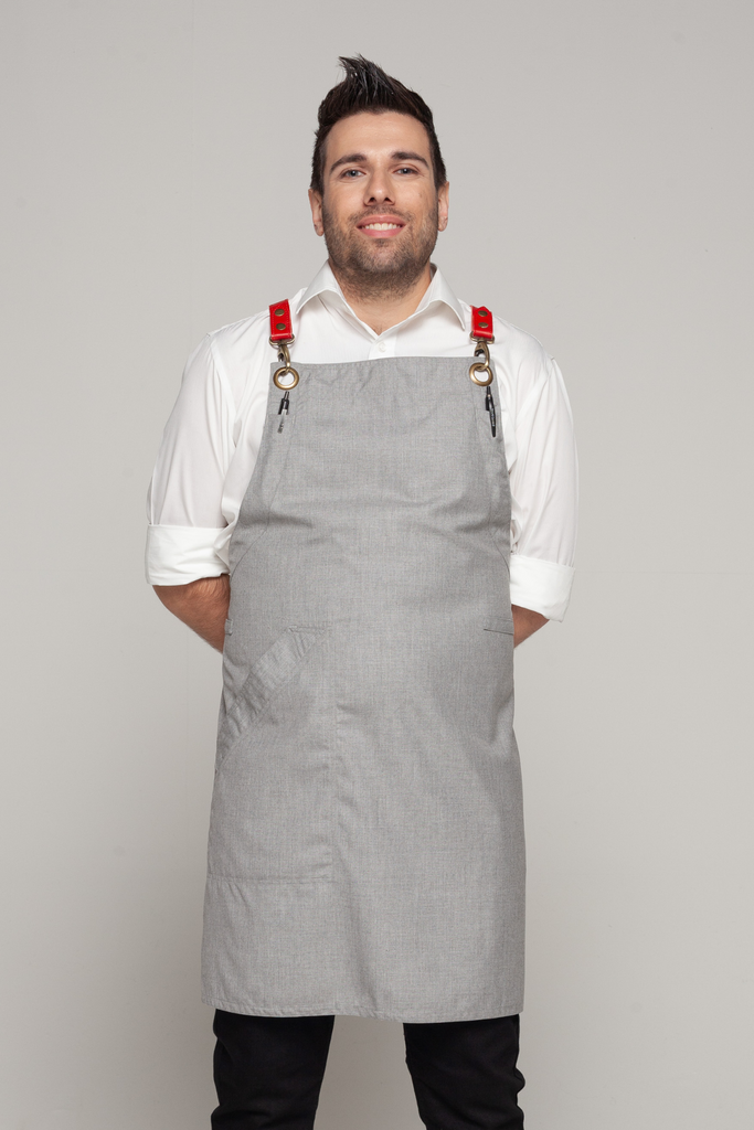 BONDI Steel grey  / Red leather dual tone - Ace Chef Apparels