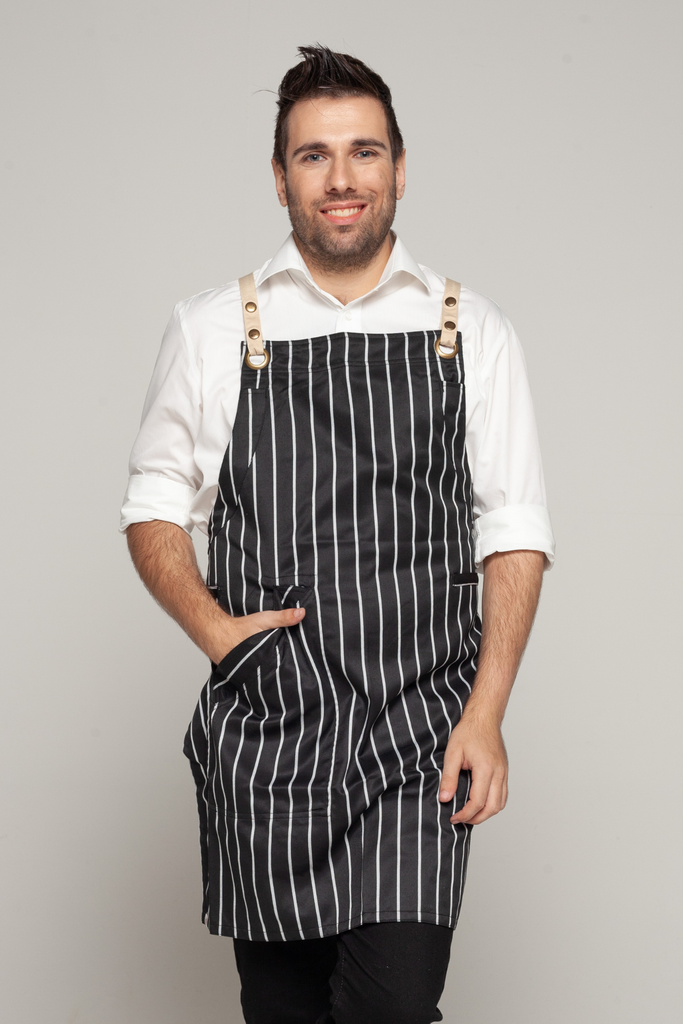 BONDI Black White Stripes/Beige - Ace Chef Apparels