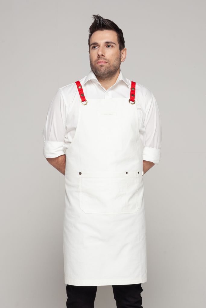 BONDI Denim ivory / Red straps - Ace Chef Apparels