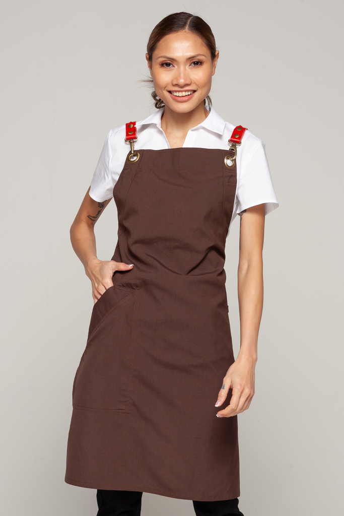 BONDI Chocolate brown / Red leather with red dual tone - Ace Chef Apparels