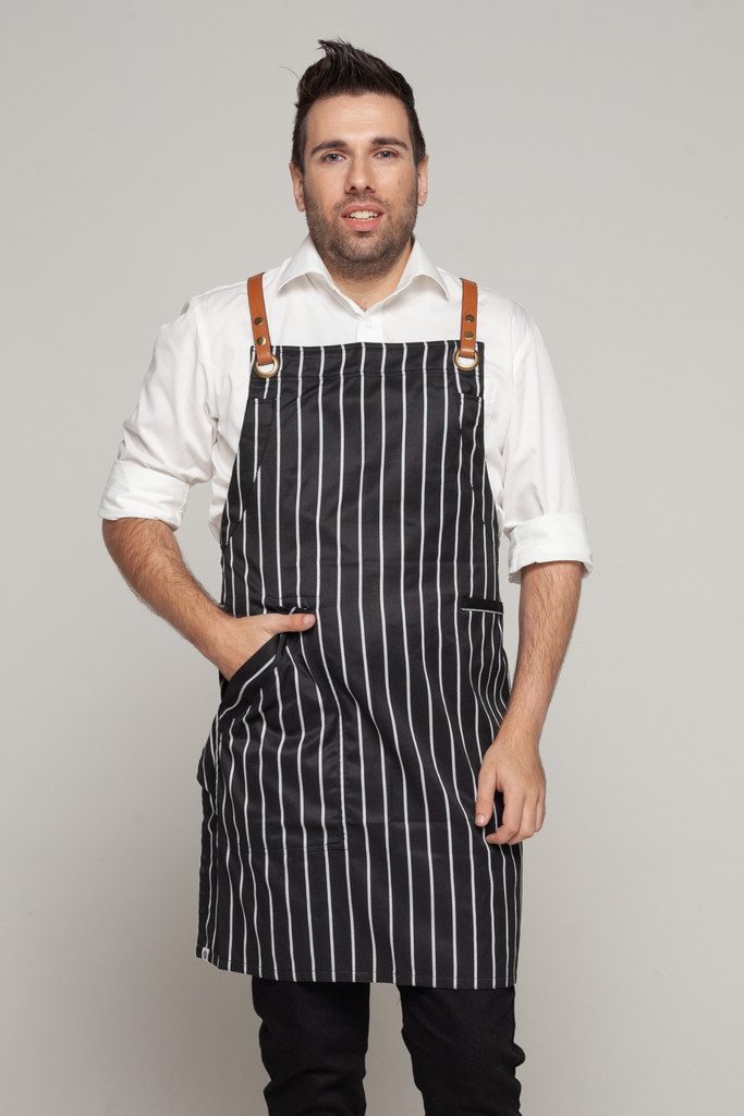 BONDI Black White Stripes/Tan PU - Ace Chef Apparels