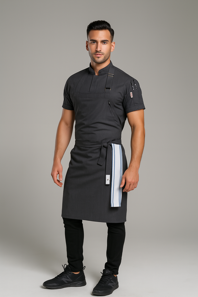 Niche Charcoal Grey bib Chef Apron one size - Ace Chef Apparels