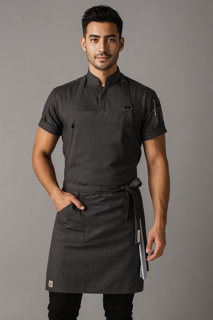 Niche Charcoal Grey bib Chef Apron one size - Ace Chef Apparels