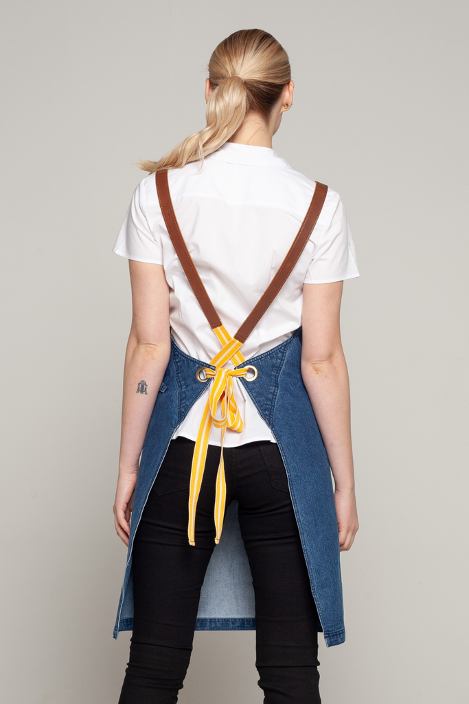 BONDI Denim blue / Tan leather with yellow dual tone - Ace Chef Apparels