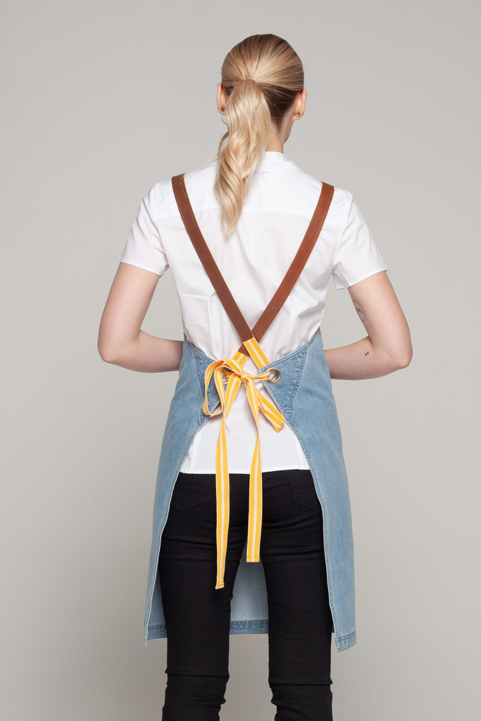 BONDI Denim stone / Tan leather with yellow dual tone - Ace Chef Apparels