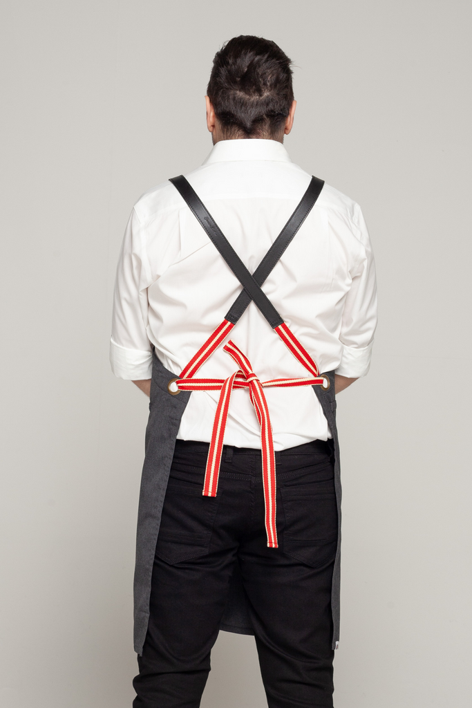 BONDI Charcoal grey / Black leather with red dual tone - Ace Chef Apparels