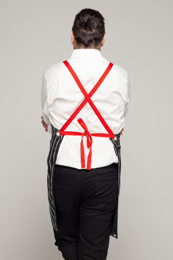 BONDI Black White Stripes/Red - Ace Chef Apparels