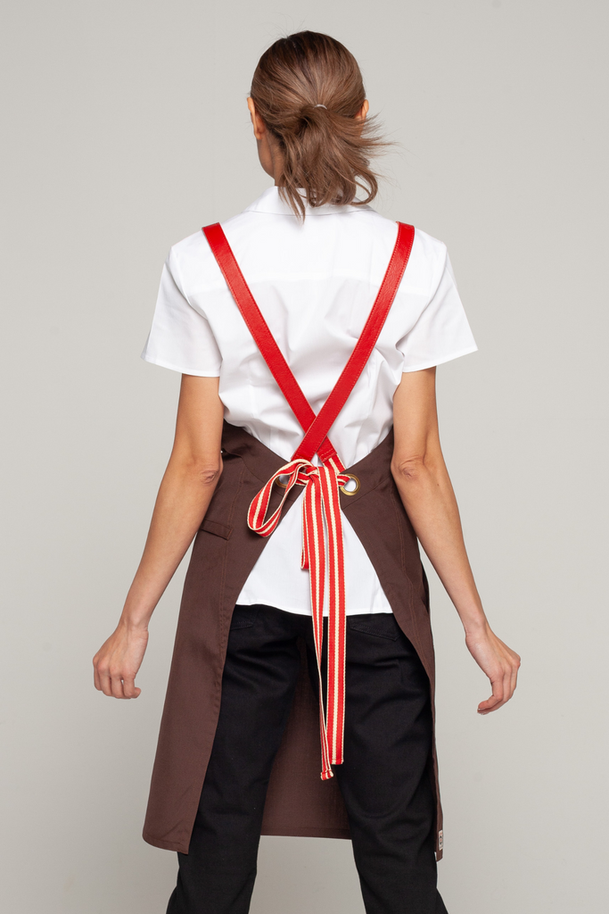 BONDI Chocolate brown / Red leather with red dual tone - Ace Chef Apparels