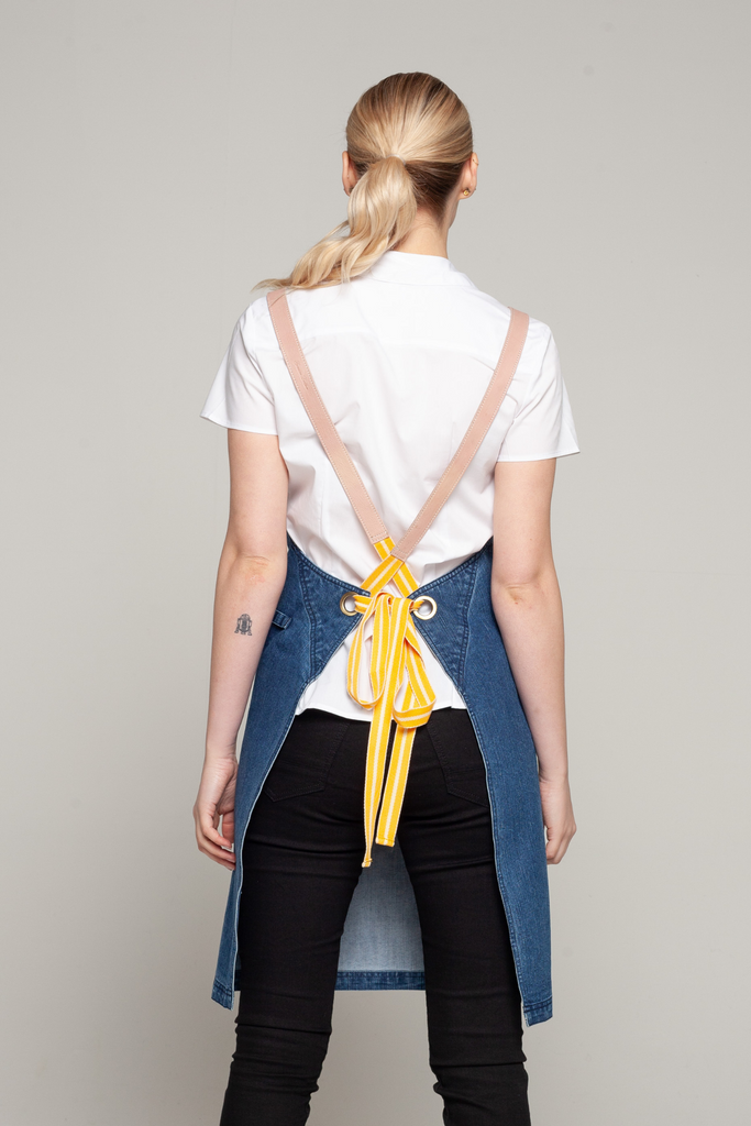 BONDI Denim blue / Pink leather with yellow dual tone - Ace Chef Apparels