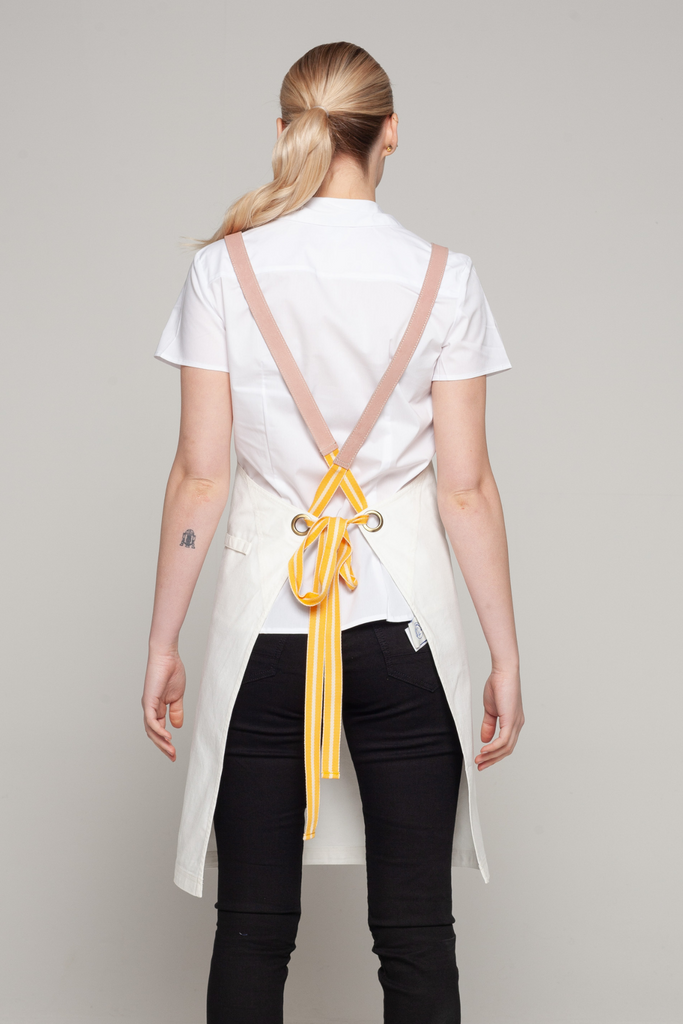 BONDI Denim ivory / Pink leather with yellow dual tone - Ace Chef Apparels