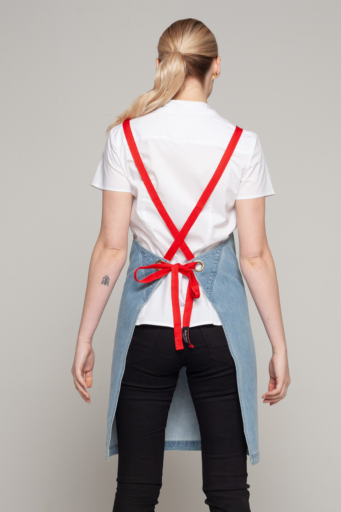 BONDI Denim stone / Red straps - Ace Chef Apparels