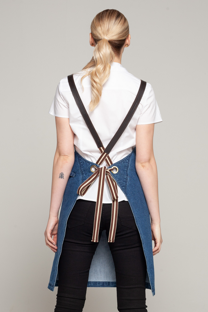 BONDI Denim blue / Chocolate Brown leather dual tone - Ace Chef Apparels