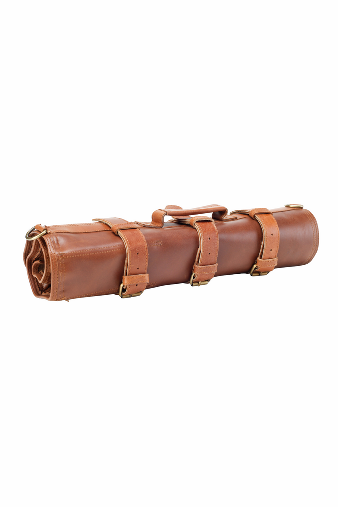 Leather Knife Roll- Brown and Tan - Ace Chef Apparels