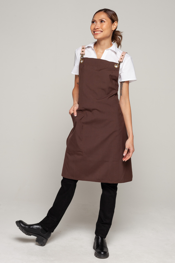 BONDI Chocolate brown / Pink leather with beige dual tone - Ace Chef Apparels