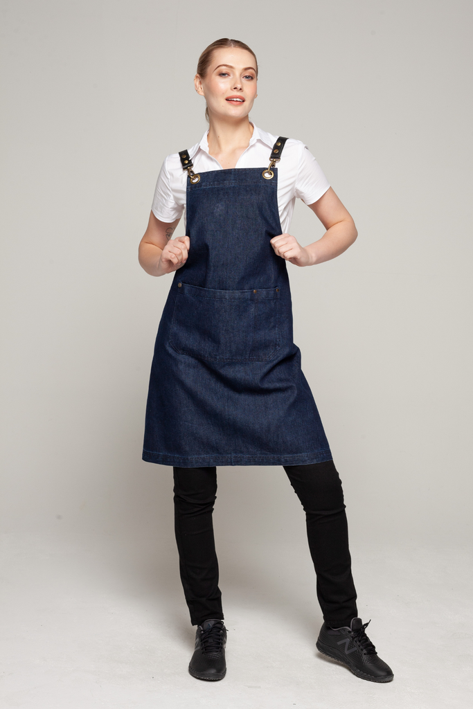 BONDI Denim indigo / Black leather with red dual tone - Ace Chef Apparels