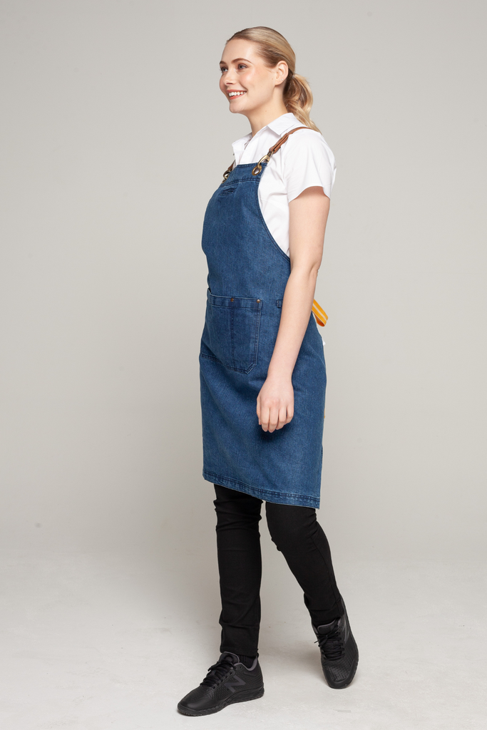 BONDI Denim blue / Tan leather with yellow dual tone - Ace Chef Apparels