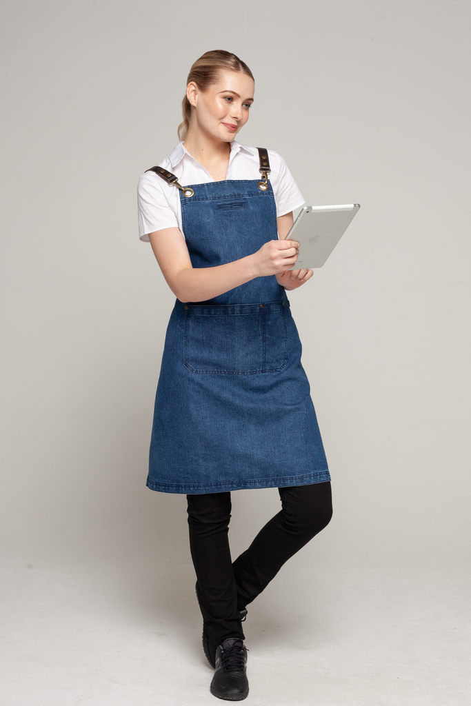 BONDI Denim blue / Chocolate Brown leather dual tone - Ace Chef Apparels