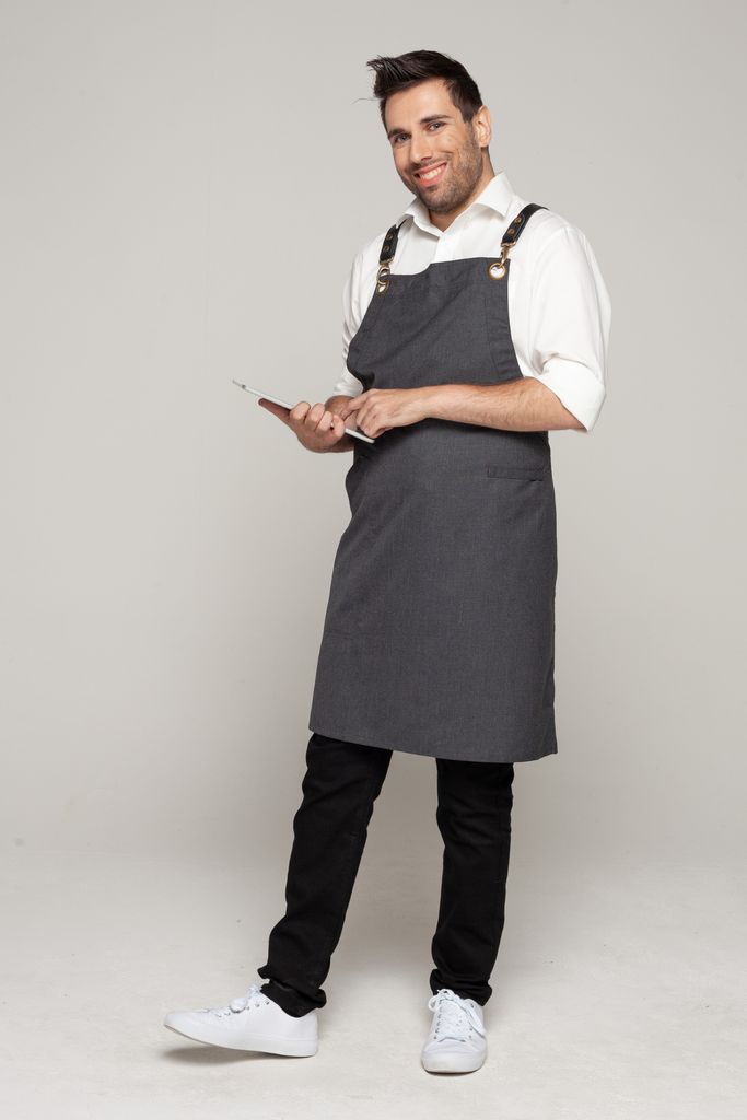 BONDI Charcoal grey / Black leather with red dual tone - Ace Chef Apparels