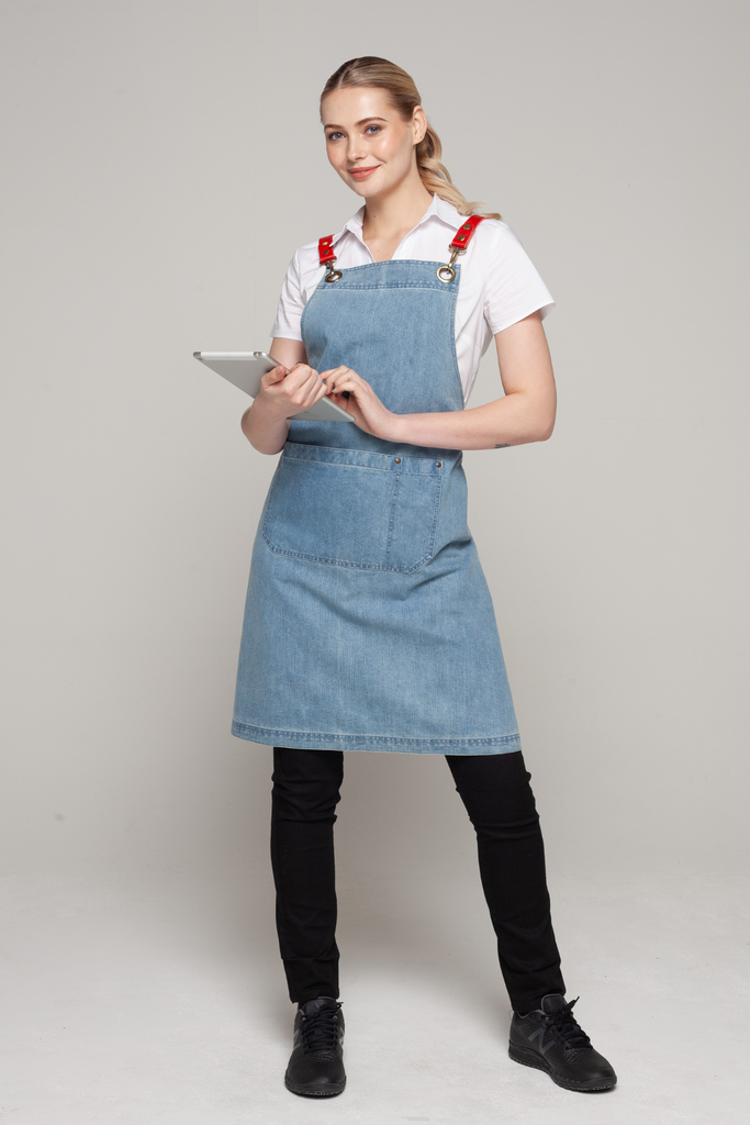 BONDI Denim stone / Red leather dual tone - Ace Chef Apparels