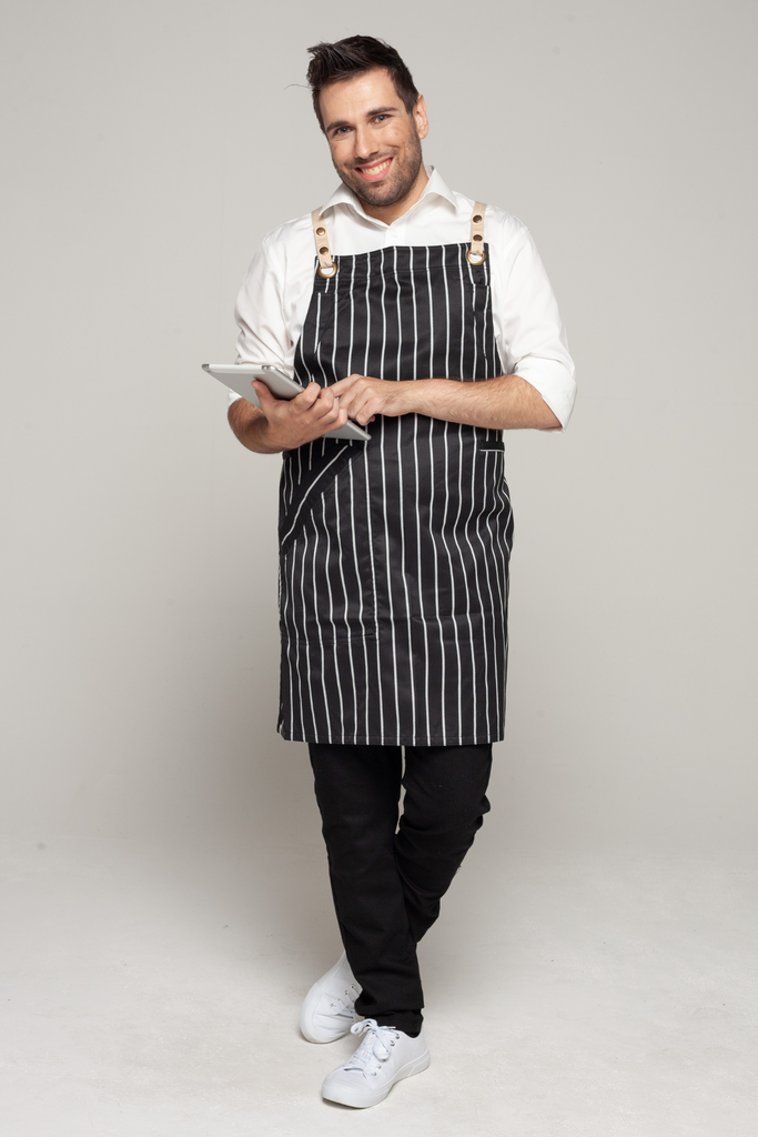 BONDI Black White Stripes/Beige - Ace Chef Apparels