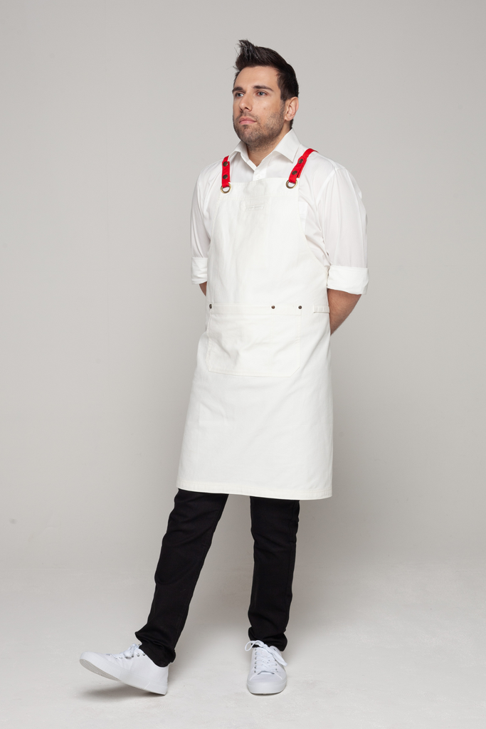 BONDI Denim ivory / Red straps - Ace Chef Apparels