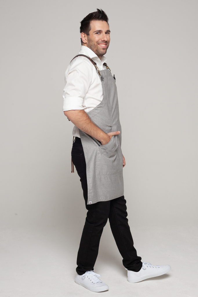 BONDI Steel grey  / Chocolate brown leather dual tone - Ace Chef Apparels