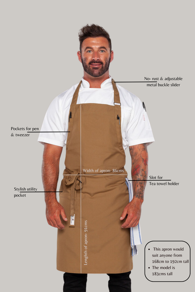 Niche Almond Bib Chef Apron one size - Ace Chef Apparels