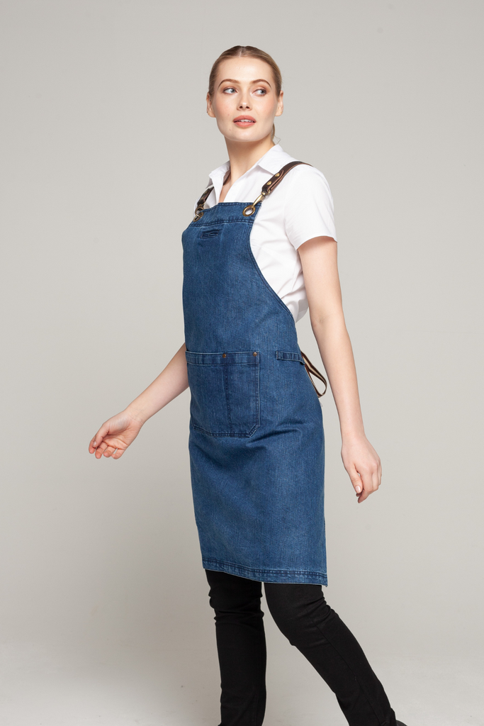 BONDI Denim blue / Chocolate Brown leather dual tone - Ace Chef Apparels