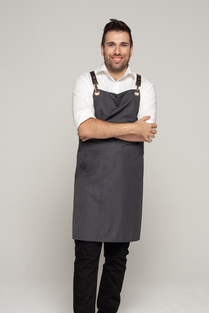 BONDI Charcoal grey / Black leather with red dual tone - Ace Chef Apparels