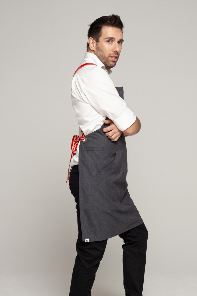 BONDI Charcoal grey / Red leather dual tone - Ace Chef Apparels