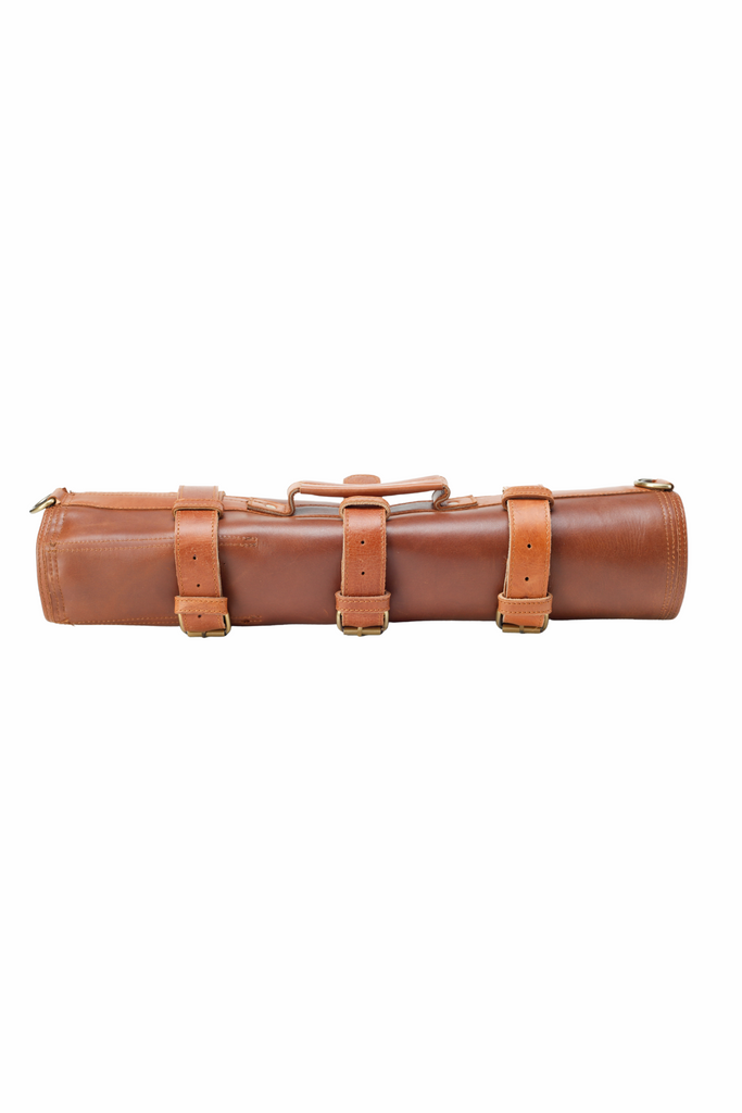 Leather Knife Roll- Brown and Tan - Ace Chef Apparels