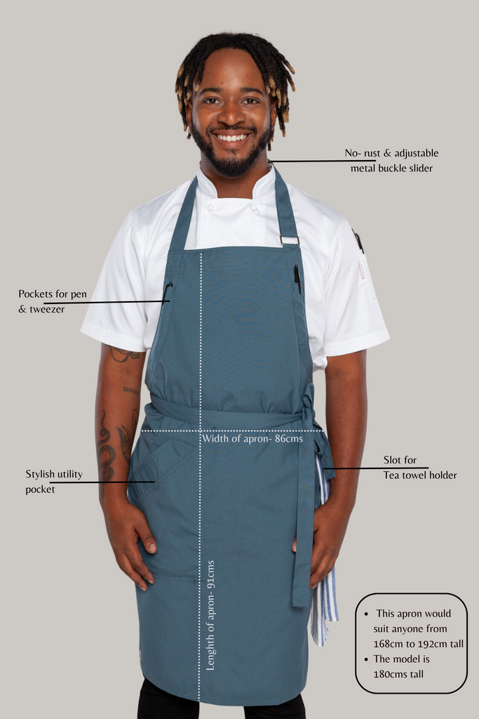 Niche Slate grey colour chef apron one size - Ace Chef Apparels