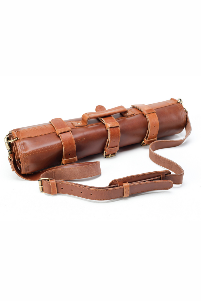 Leather Knife Roll- Brown and Tan - Ace Chef Apparels