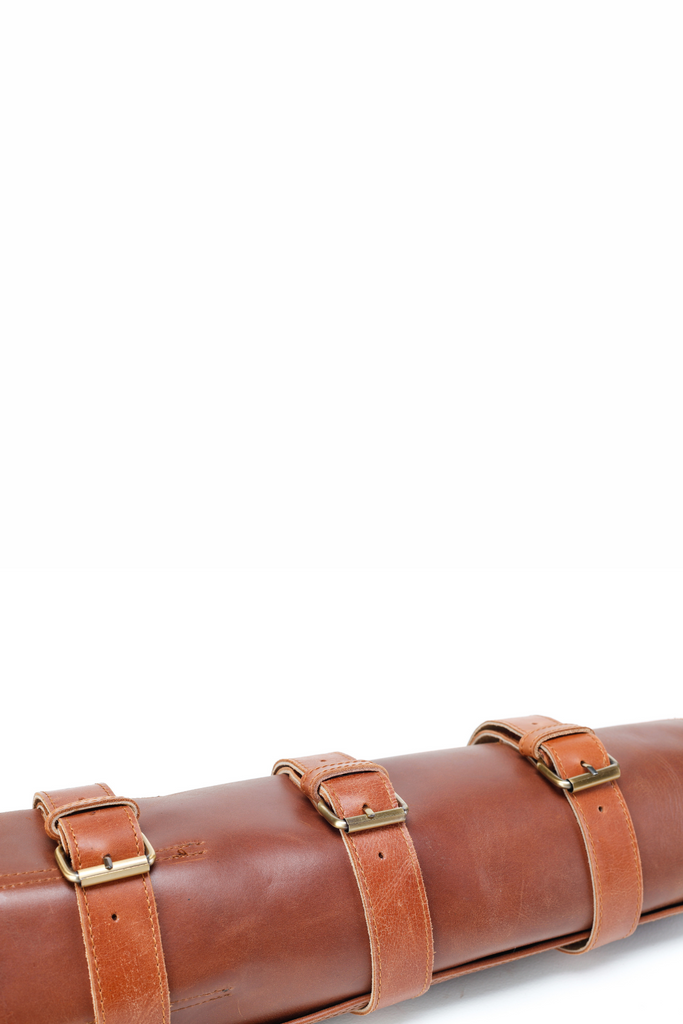 Leather Knife Roll- Brown and Tan - Ace Chef Apparels