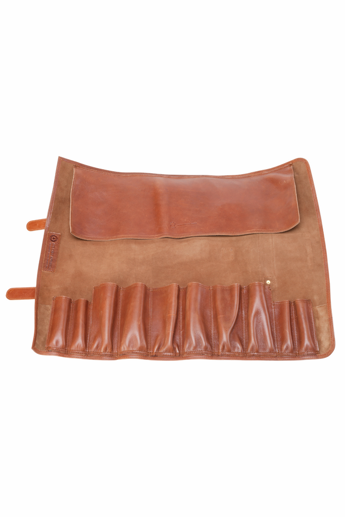Leather Knife Roll- Brown and Tan - Ace Chef Apparels