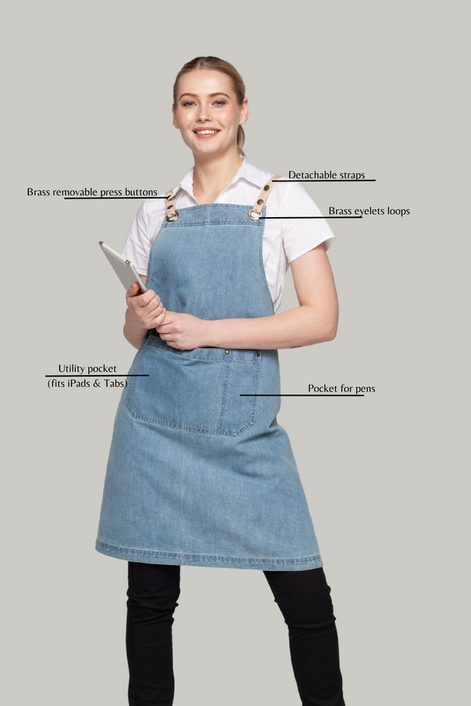 BONDI Denim stone / Beige straps - Ace Chef Apparels