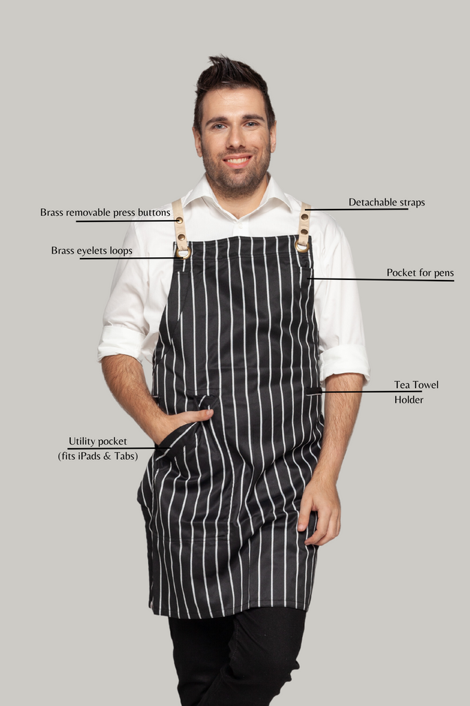 BONDI Black White Stripes/Beige - Ace Chef Apparels
