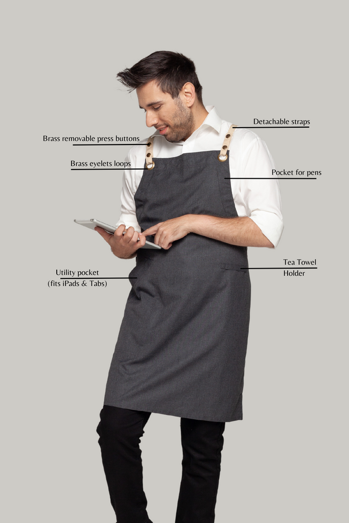BONDI Charcoal grey / Beige straps - Ace Chef Apparels