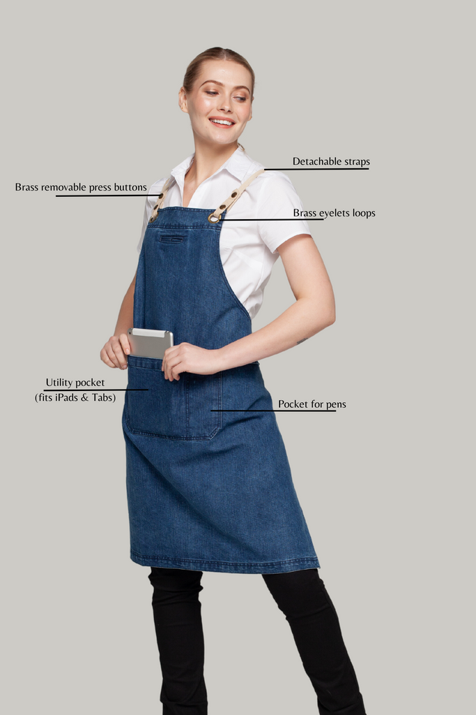 BONDI Denim blue / Beige straps - Ace Chef Apparels