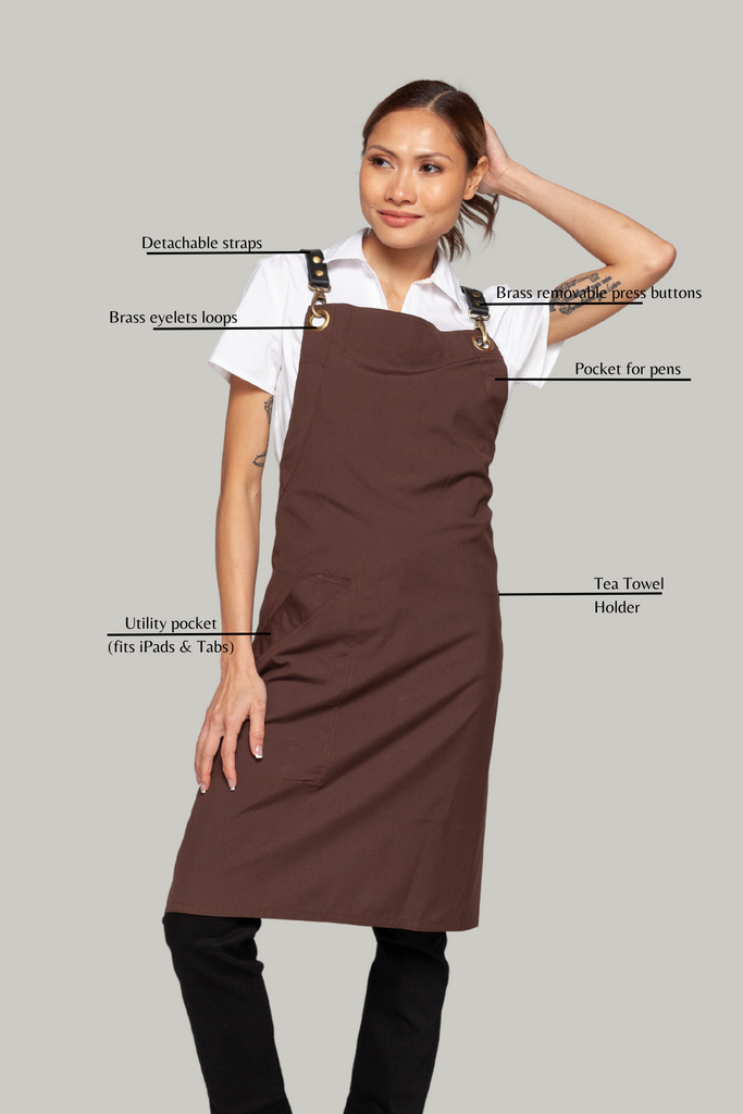 BONDI Chocolate brown / Black leather with red dual tone - Ace Chef Apparels