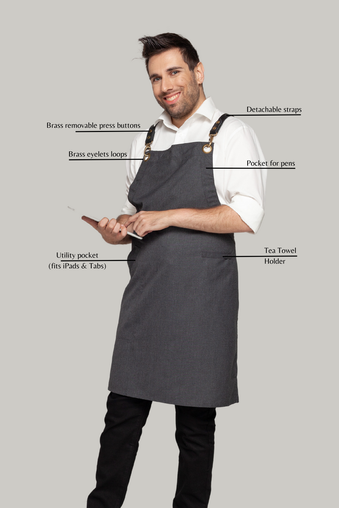 BONDI Charcoal grey / Black leather with red dual tone - Ace Chef Apparels