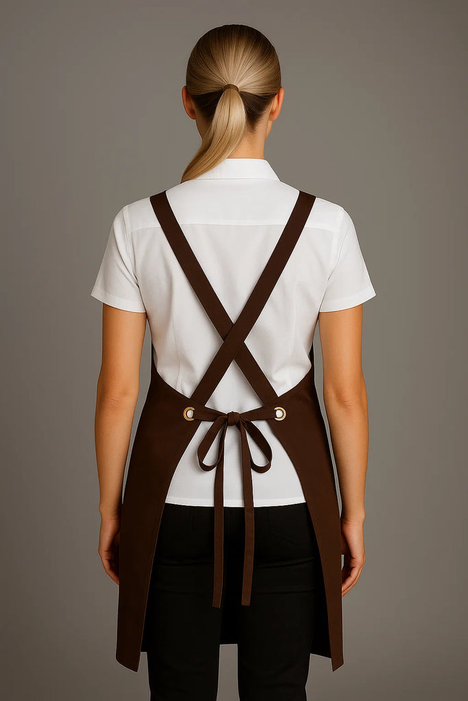 Bondi Crossover Apron  Interchangeable straps Chocolate Brown - Ace Chef Apparels