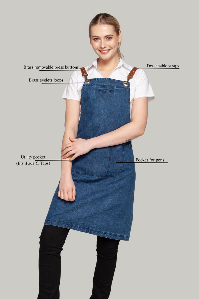 Bondi Denim blue / Tan leather with yellow dual tone - Ace Chef Apparels