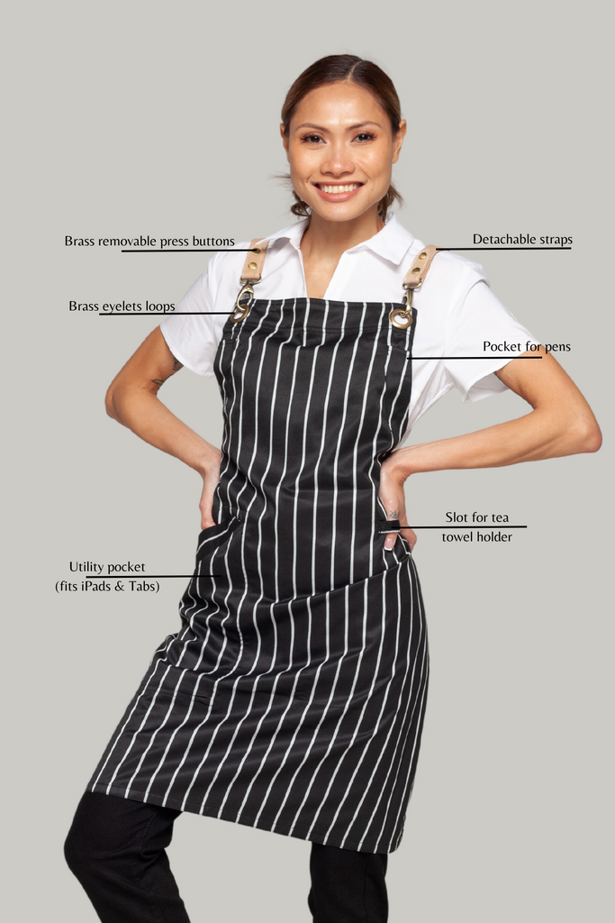 BONDI Black White Stripes/ Pink leather with beige dual tone - Ace Chef Apparels